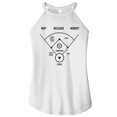 Funny Who's On First Baseball Vintage Joke Baseball Dad Women's Perfect Tri Rocker Tank