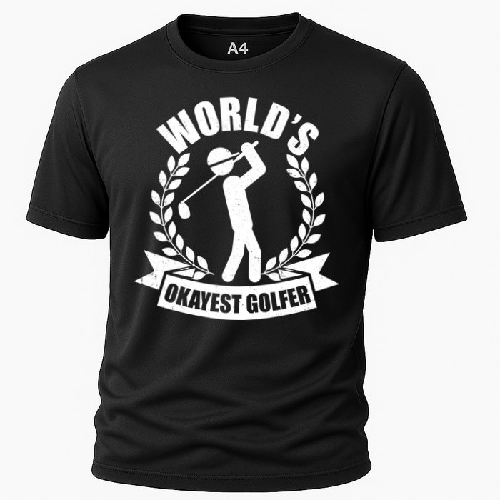 Funny Worlds Okayest Golfer Cooling Performance Crew T-Shirt
