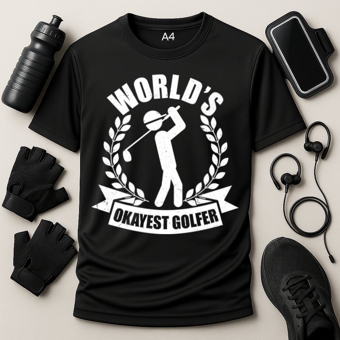 Funny Worlds Okayest Golfer Cooling Performance Crew T-Shirt