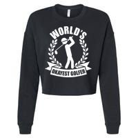 Funny Worlds Okayest Golfer Cropped Pullover Crew