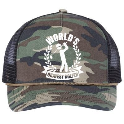 Funny Worlds Okayest Golfer Retro Rope Trucker Hat Cap