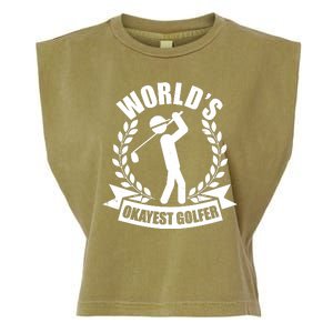 Funny Worlds Okayest Golfer Garment-Dyed Women's Muscle Tee