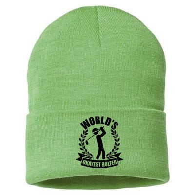 Funny Worlds Okayest Golfer Sustainable Knit Beanie