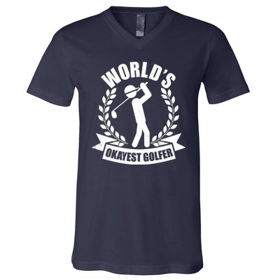 Funny Worlds Okayest Golfer V-Neck T-Shirt