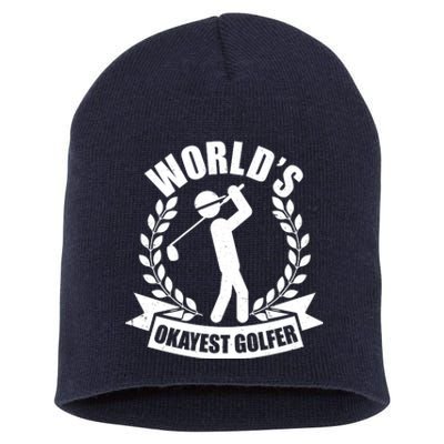 Funny Worlds Okayest Golfer Short Acrylic Beanie