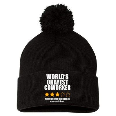 Funny Worldss Okayest Coworker Pom Pom 12in Knit Beanie