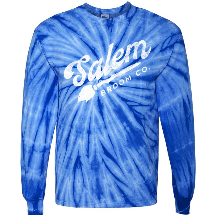 Funny Witch Olde Salem Massachusetts Broom Company Scary Co Cute Gift Tie-Dye Long Sleeve Shirt