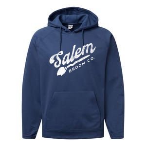 Funny Witch Olde Salem Massachusetts Broom Company Scary Co Cute Gift Performance Fleece Hoodie