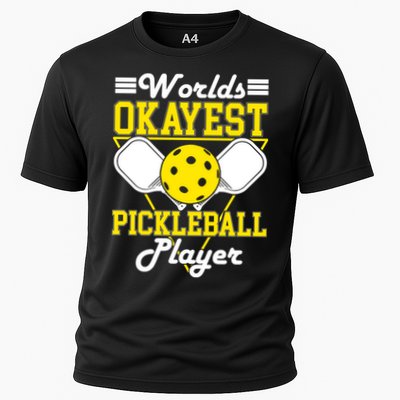 Funny Worlds Okayest Pickleball Player Gift Paddle Gift Performance Shirt