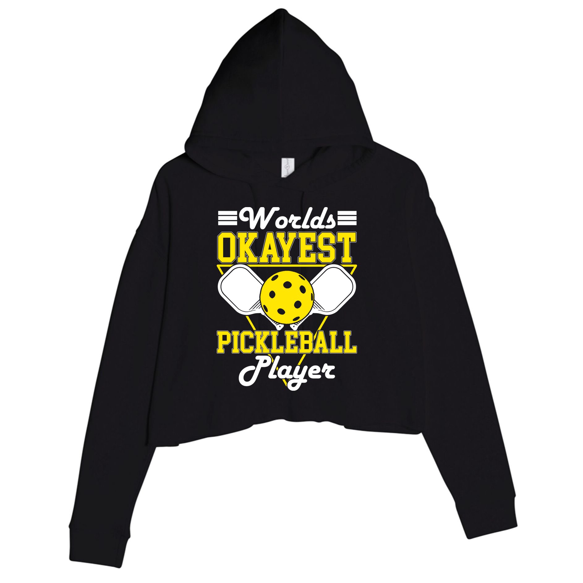Funny Worlds Okayest Pickleball Player Gift Paddle Gift Crop Fleece Hoodie