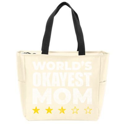 Funny Worlds Okayest Mom Cute Gift Vintage Style Gift Zip Tote Bag