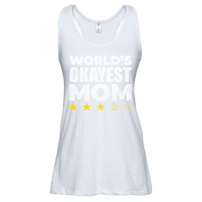 Funny Worlds Okayest Mom Cute Gift Vintage Style Gift Ladies Essential Flowy Tank
