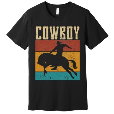 funny Western Outfits Nashville Country Rodeo Cow Premium T-Shirt