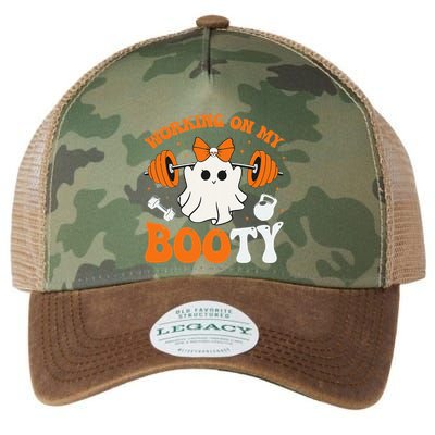 Funny Working On My Booty Ghost Boo Gym Ghost Pun Halloween Legacy Tie Dye Trucker Hat