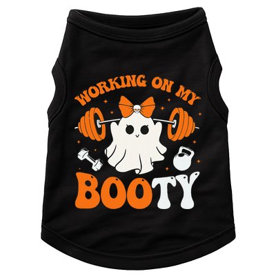 Funny Working On My Booty Ghost Boo Gym Ghost Pun Halloween Doggie Tank
