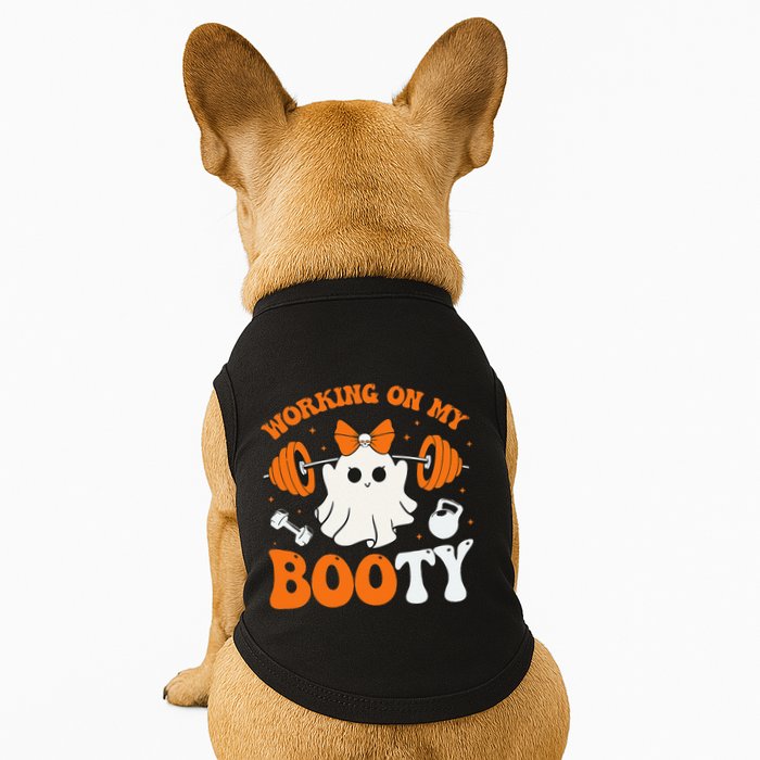 Funny Working On My Booty Ghost Boo Gym Ghost Pun Halloween Doggie Tank