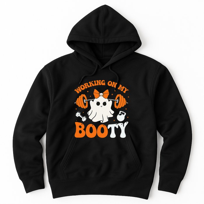Funny Working On My Booty Ghost Boo Gym Ghost Pun Halloween Hoodie