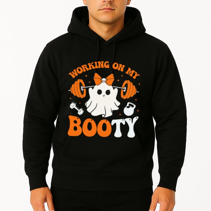 Funny Working On My Booty Ghost Boo Gym Ghost Pun Halloween Hoodie