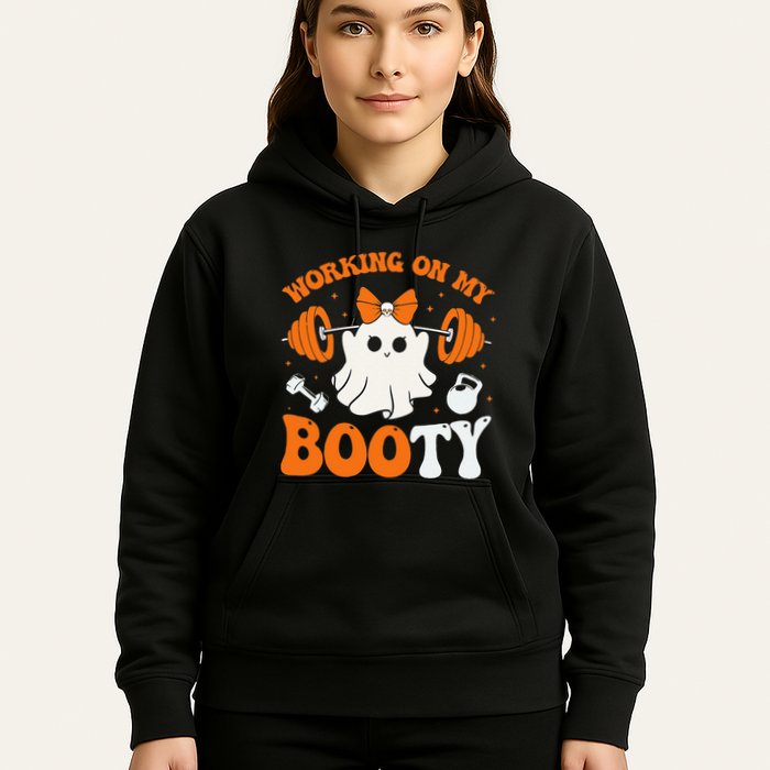 Funny Working On My Booty Ghost Boo Gym Ghost Pun Halloween Hoodie
