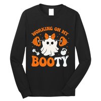 Funny Working On My Booty Ghost Boo Gym Ghost Pun Halloween Long Sleeve Shirt