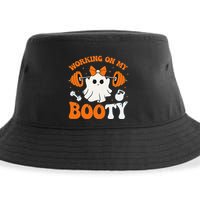 Funny Working On My Booty Ghost Boo Gym Ghost Pun Halloween Sustainable Bucket Hat