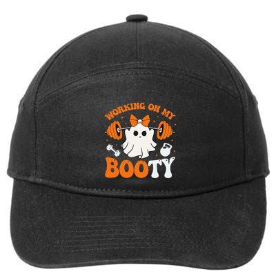 Funny Working On My Booty Ghost Boo Gym Ghost Pun Halloween 7-Panel Snapback Hat