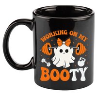 Funny Working On My Booty Ghost Boo Gym Ghost Pun Halloween 11oz C Handle Ceramic Mug