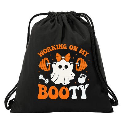 Funny Working On My Booty Ghost Boo Gym Ghost Pun Halloween Drawstring Bag