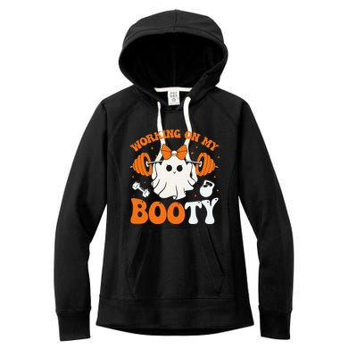 Funny Working On My Booty Ghost Boo Gym Ghost Pun Halloween Women's Fleece Hoodie