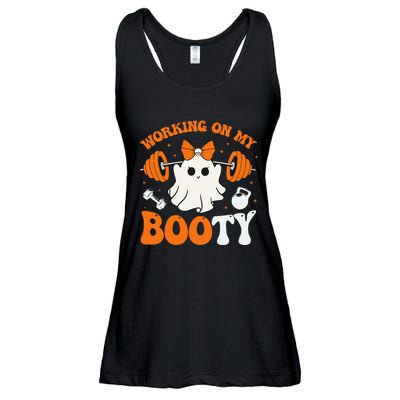 Funny Working On My Booty Ghost Boo Gym Ghost Pun Halloween Ladies Essential Flowy Tank