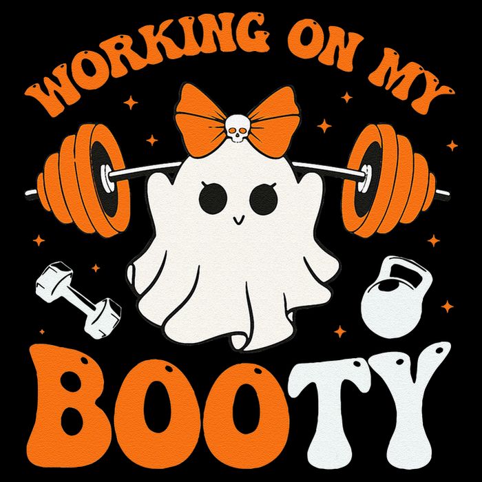 Funny Working On My Booty Ghost Boo Gym Ghost Pun Halloween 16 in Basic Backpack