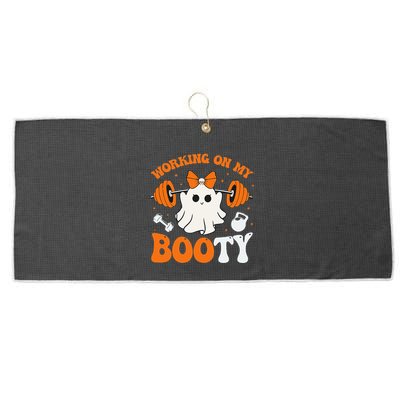 Funny Working On My Booty Ghost Boo Gym Ghost Pun Halloween Large Microfiber Waffle Golf Towel