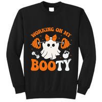 Funny Working On My Booty Ghost Boo Gym Ghost Pun Halloween Tall Sweatshirt