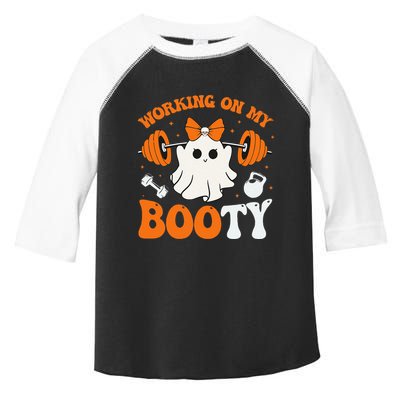 Funny Working On My Booty Ghost Boo Gym Ghost Pun Halloween Toddler Fine Jersey T-Shirt