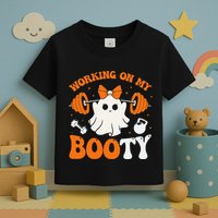 Funny Working On My Booty Ghost Boo Gym Ghost Pun Halloween Toddler T-Shirt