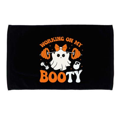 Funny Working On My Booty Ghost Boo Gym Ghost Pun Halloween Microfiber Hand Towel