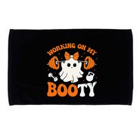 Funny Working On My Booty Ghost Boo Gym Ghost Pun Halloween Microfiber Hand Towel