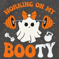 Funny Working On My Booty Ghost Boo Gym Ghost Pun Halloween Vector Backpack