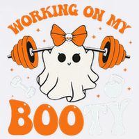 Funny Working On My Booty Ghost Boo Gym Ghost Pun Halloween Garment-Dyed Sweatshirt