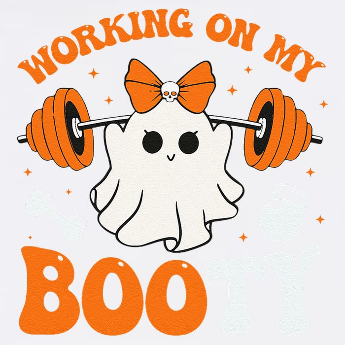 Funny Working On My Booty Ghost Boo Gym Ghost Pun Halloween Garment-Dyed Sweatshirt