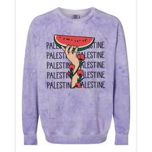 Floral Watermelon Palestine Watermelon Colorblast Crewneck Sweatshirt