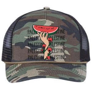 Floral Watermelon Palestine Watermelon Retro Rope Trucker Hat Cap