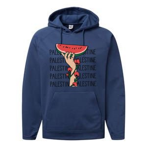 Floral Watermelon Palestine Watermelon Performance Fleece Hoodie