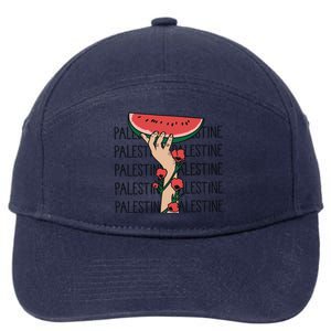 Floral Watermelon Palestine Watermelon 7-Panel Snapback Hat