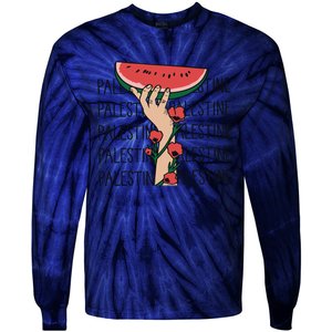 Floral Watermelon Palestine Watermelon Tie-Dye Long Sleeve Shirt