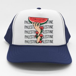 Floral Watermelon Palestine Watermelon Trucker Hat