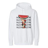 Floral Watermelon Palestine Watermelon Garment-Dyed Fleece Hoodie