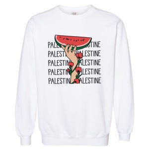 Floral Watermelon Palestine Watermelon Garment-Dyed Sweatshirt