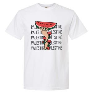 Floral Watermelon Palestine Watermelon Garment-Dyed Heavyweight T-Shirt