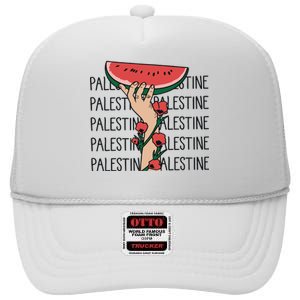 Floral Watermelon Palestine Watermelon High Crown Mesh Back Trucker Hat